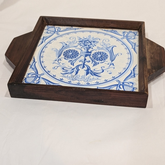 Vintage Brazilian Azulejo Souvenir Tray, Blue and White Tile - Picture 3 of 8